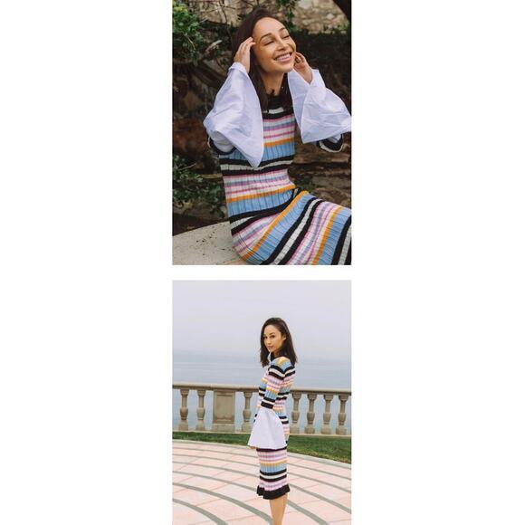 Anthropologie Endless Rose Woman Strips CARADISCLOTHED Sweater MIDI Dres… - Picture 2 of 13